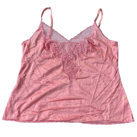 Cami Top Y2k Vintage Embroidered Adjustable Strap Retro 90s Pink Size L C_09