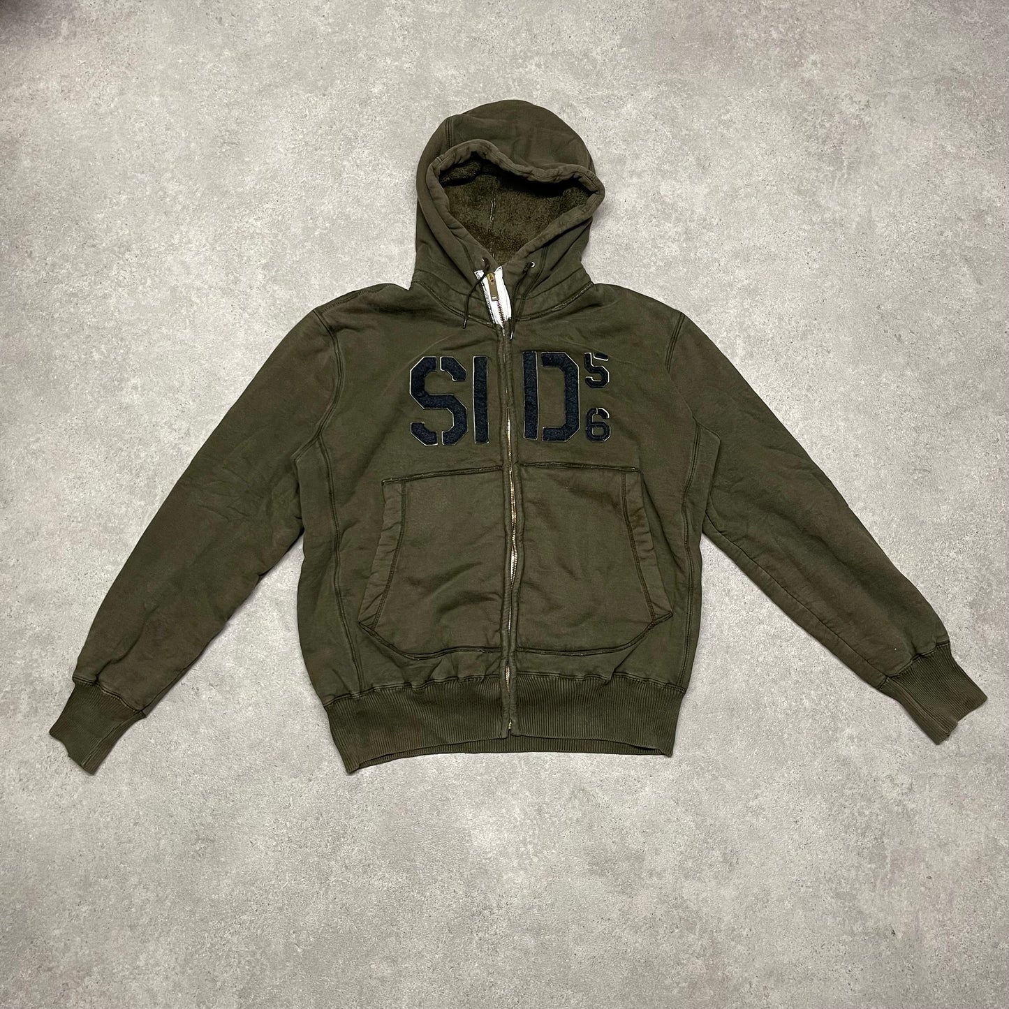 Stone Island Denims 2007 Thick Cotton Zipped Hoodie Size XXL Khaki