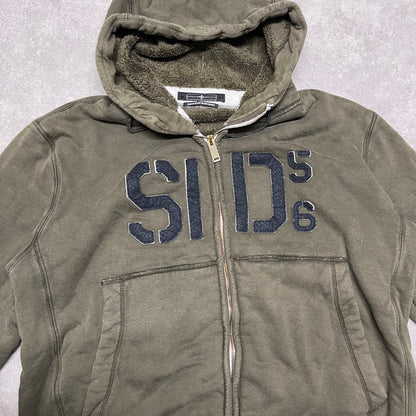 Stone Island Denims 2007 Thick Cotton Zipped Hoodie Size XXL Khaki