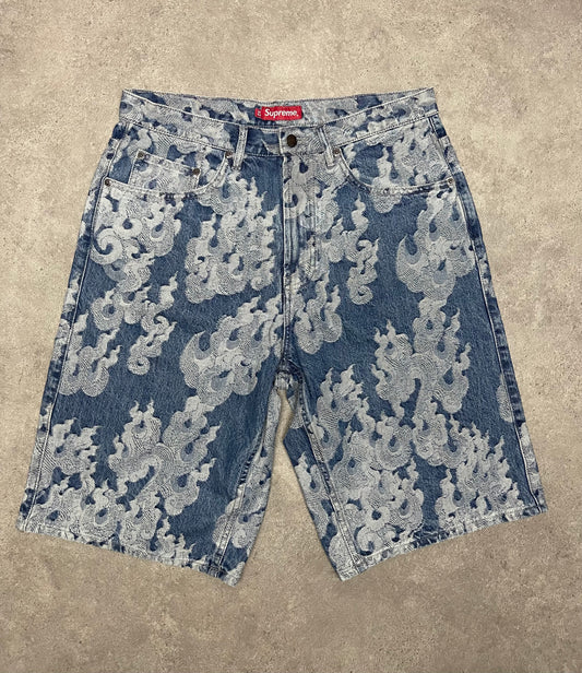 Supreme Flames Jacquard Baggy Denim Short Size (32x24)