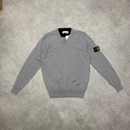 Vintage Stone Island V Neck Jumper Size XL Grey