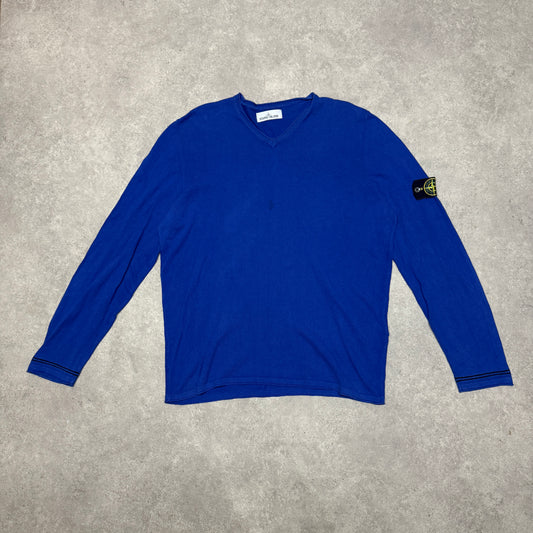 Vintage Stone Island V Neck Jumper Size XXL Blue