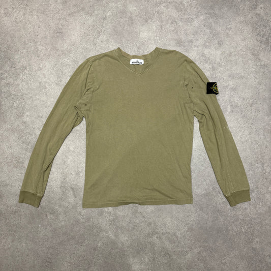 Vintage Stone Island V Neck Sweatshirt Size M Khaki