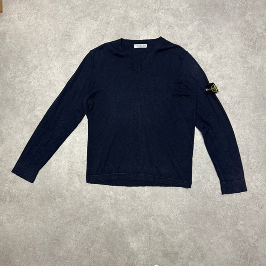 Vintage Stone Island V Neck Jumper Size XL Navy