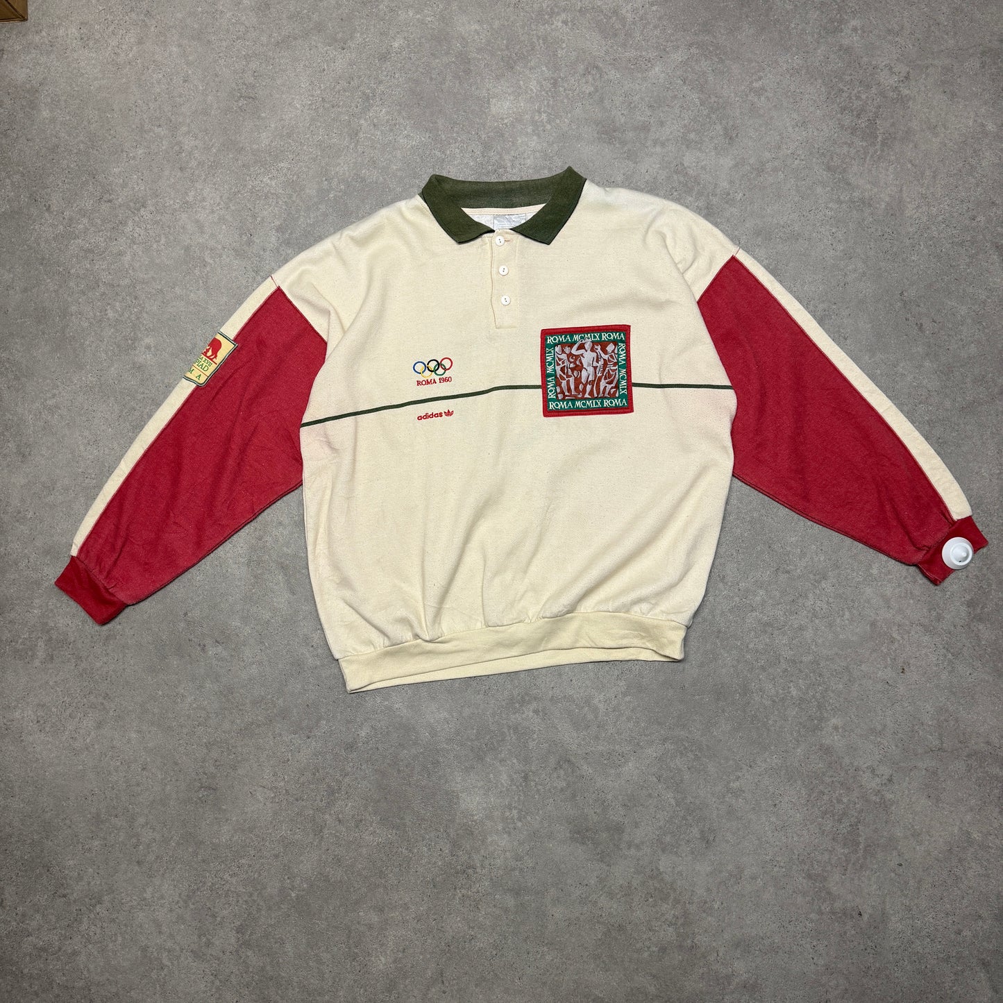 Adidas 60’s Roma Olympics Vintage Sweatshirt Size L Cream