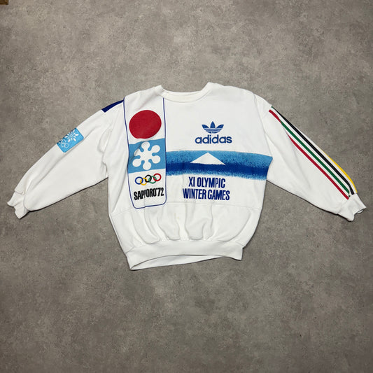 Adidas Olympic Sapporo Winter Game Vintage Sweatshirts Size L White