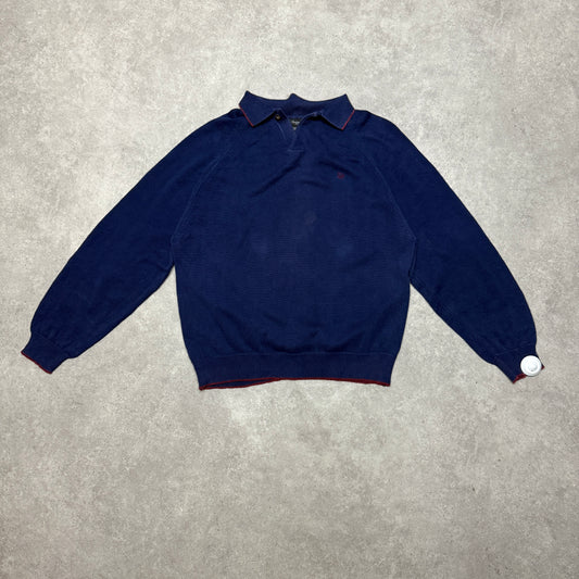 Cristian Dior Quarter Button Jumper Size L Navy