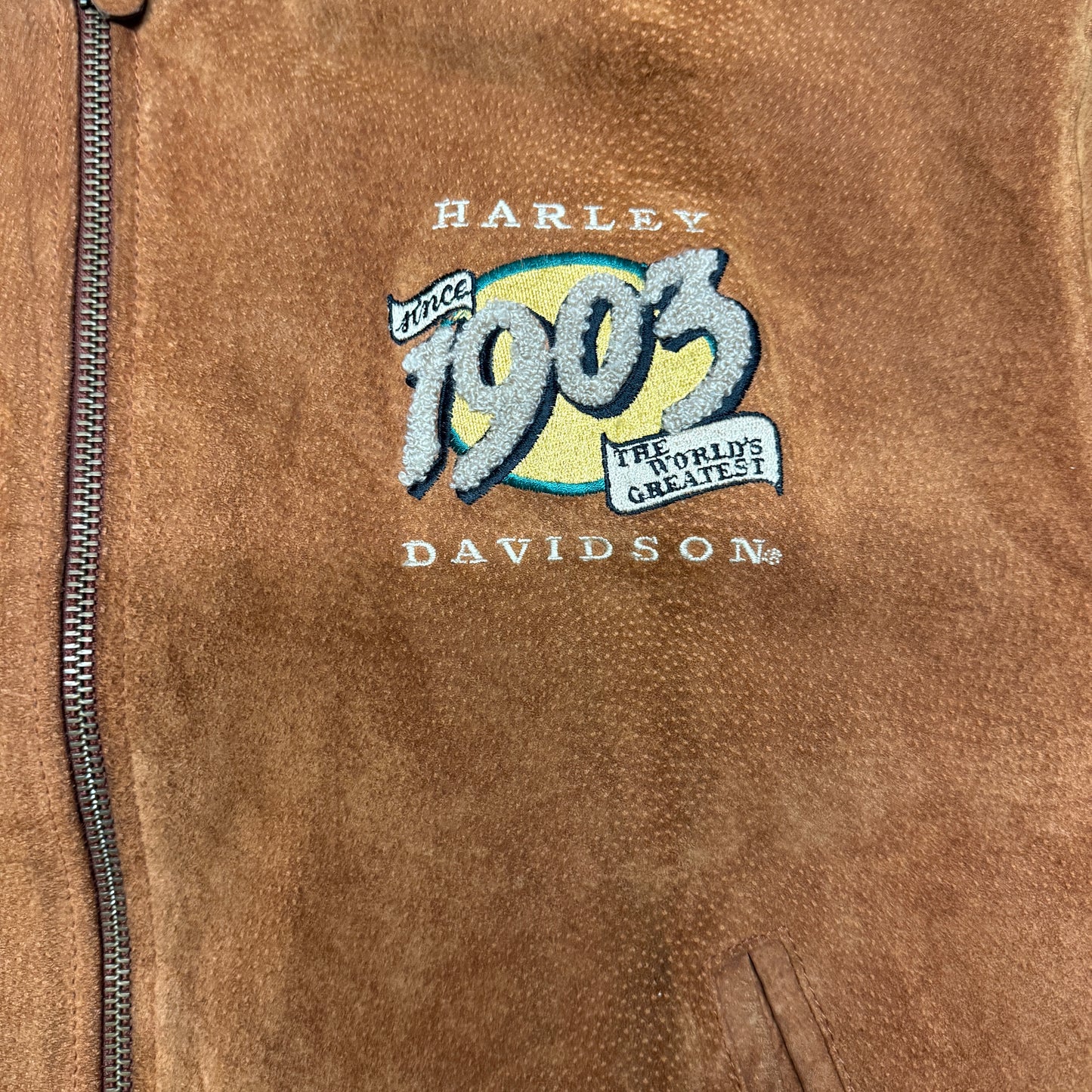 Vintage Harley Davidson Suede Leather Jacket Size XL Camel