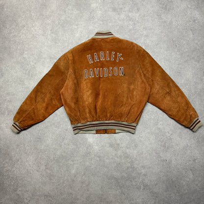 Vintage Harley Davidson Suede Leather Jacket Size XL Camel