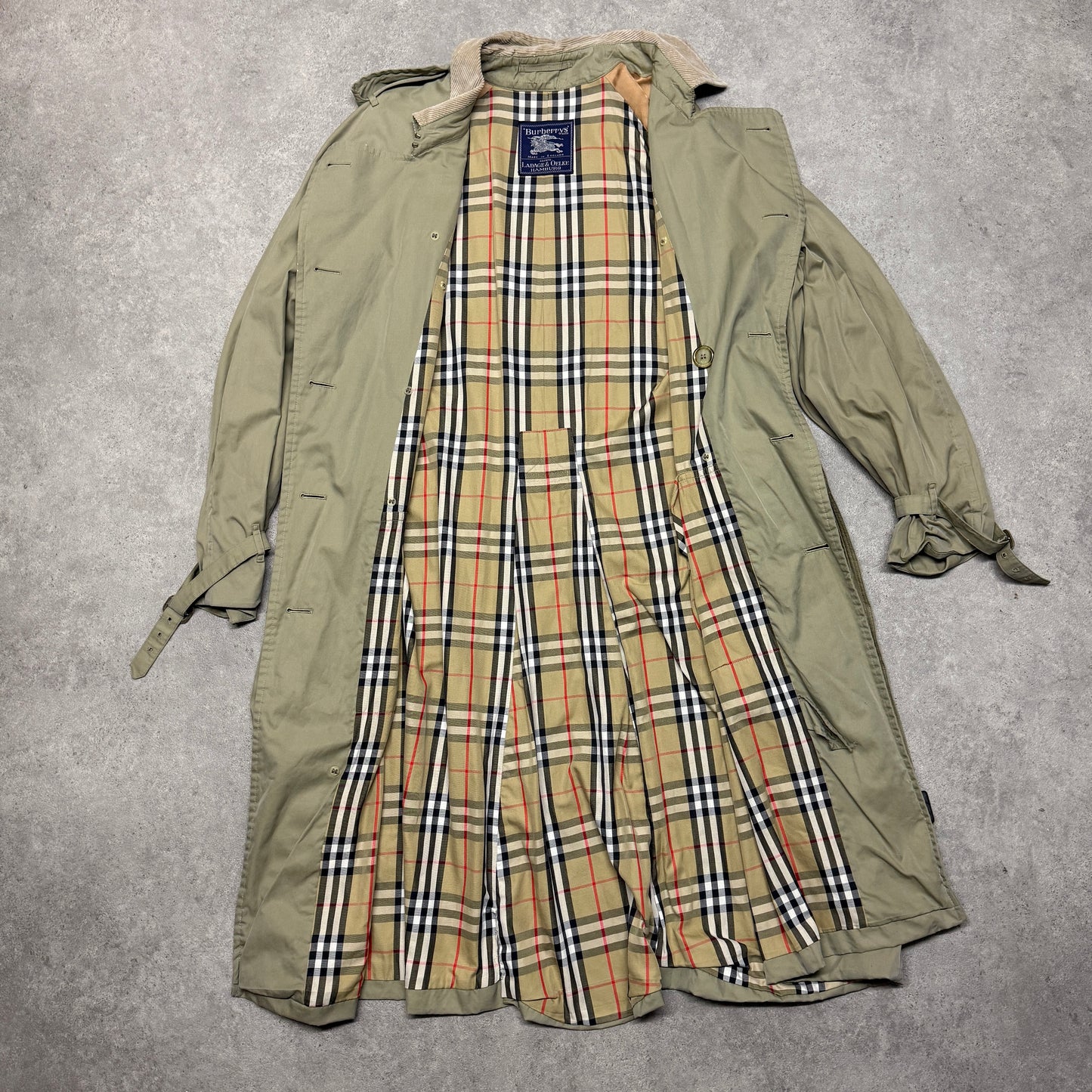 Burberry Trench Coat Corduroy Collared Size XL Beige