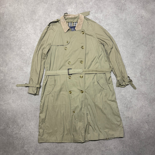 Burberry Trench Coat Corduroy Collared Size XL Beige