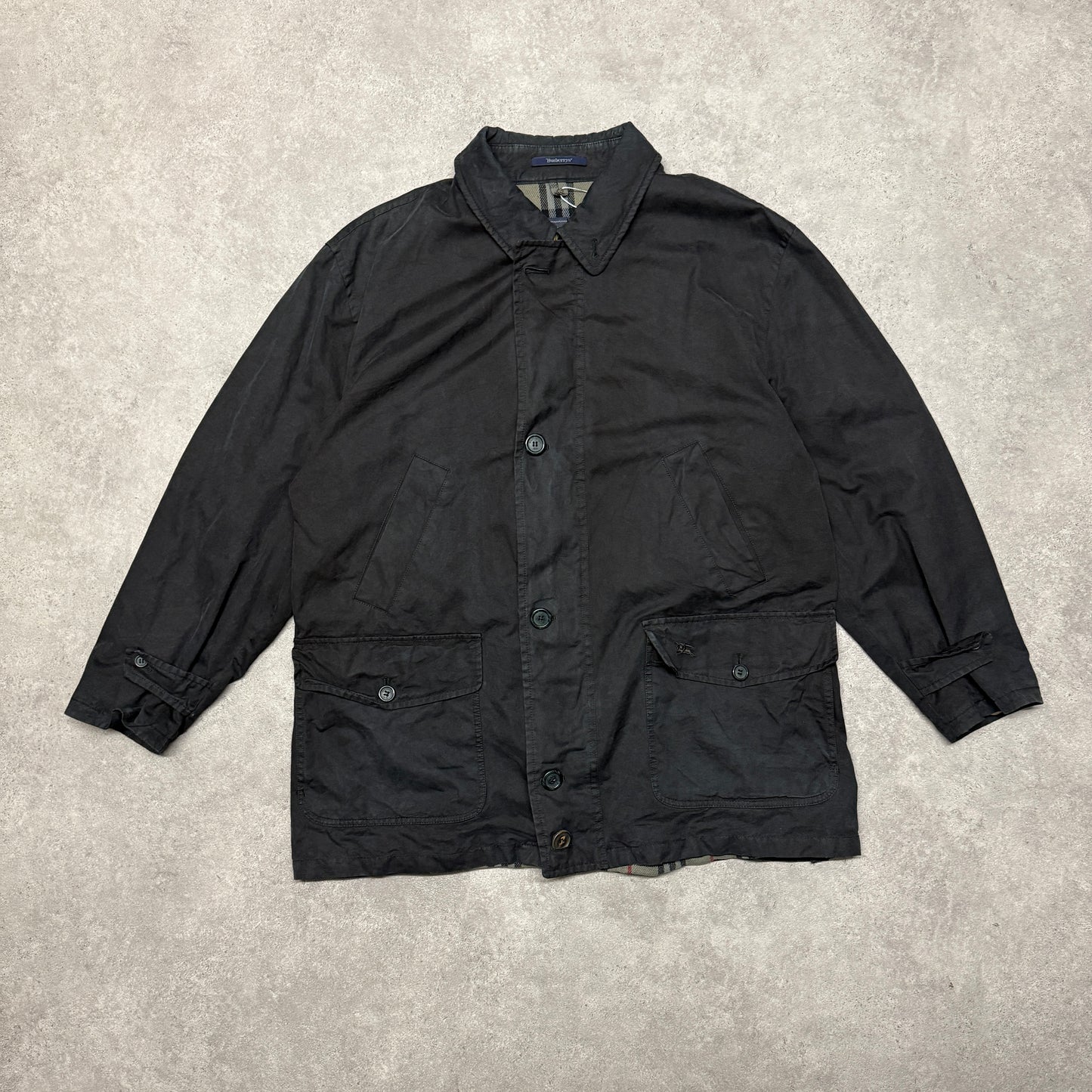 Burberry Jacket Wool Lined Size L Black