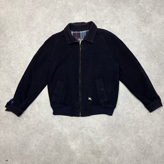 Vintage Burberry Bomber Jacket Nova Check Wool Jacket Size L Navy