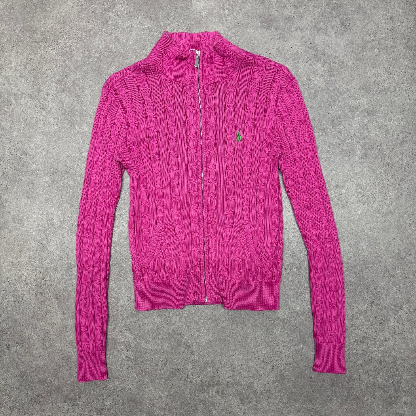 Polo Ralph Lauren  Cable Knit Full Zip Cardigan Size S Pink