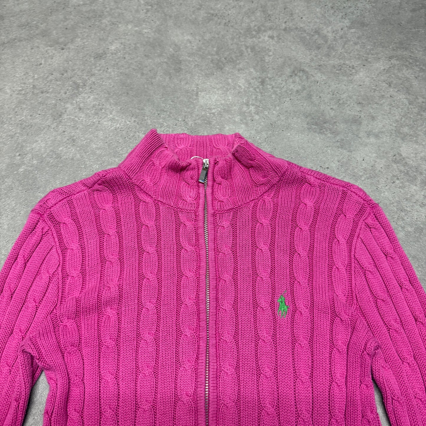 Polo Ralph Lauren  Cable Knit Full Zip Cardigan Size S Pink