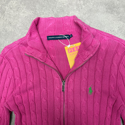 Polo Ralph Lauren  Cable Knit Full Zip Cardigan Size S Pink