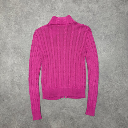 Polo Ralph Lauren  Cable Knit Full Zip Cardigan Size S Pink