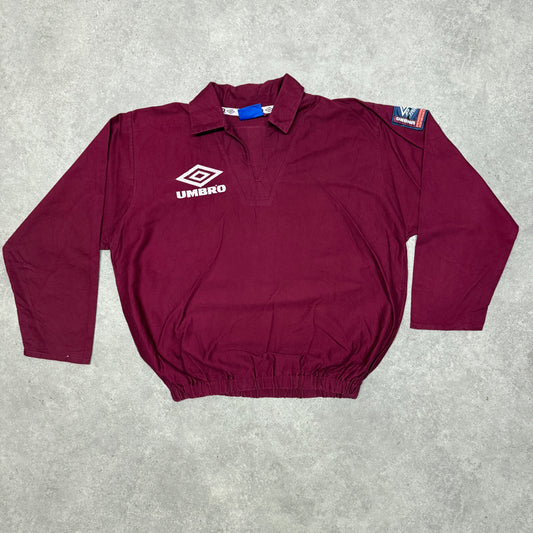 Vintage Umbro Drill Top Sweatshirts Size L Burgundy