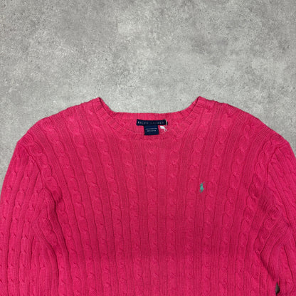 Polo Ralph Lauren Cable Knit Jumper Women Size L Pink