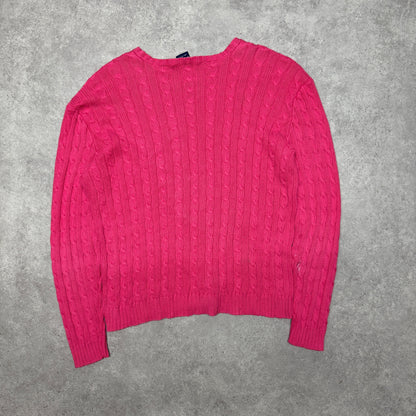 Polo Ralph Lauren Cable Knit Jumper Women Size L Pink