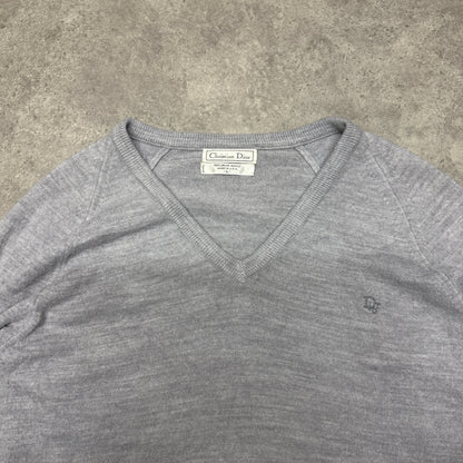 Christian Dior V Neck Jumper Size L Grey