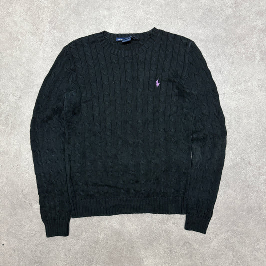 Polo Ralph Lauren Cable Knit Jumper Women Size L Black