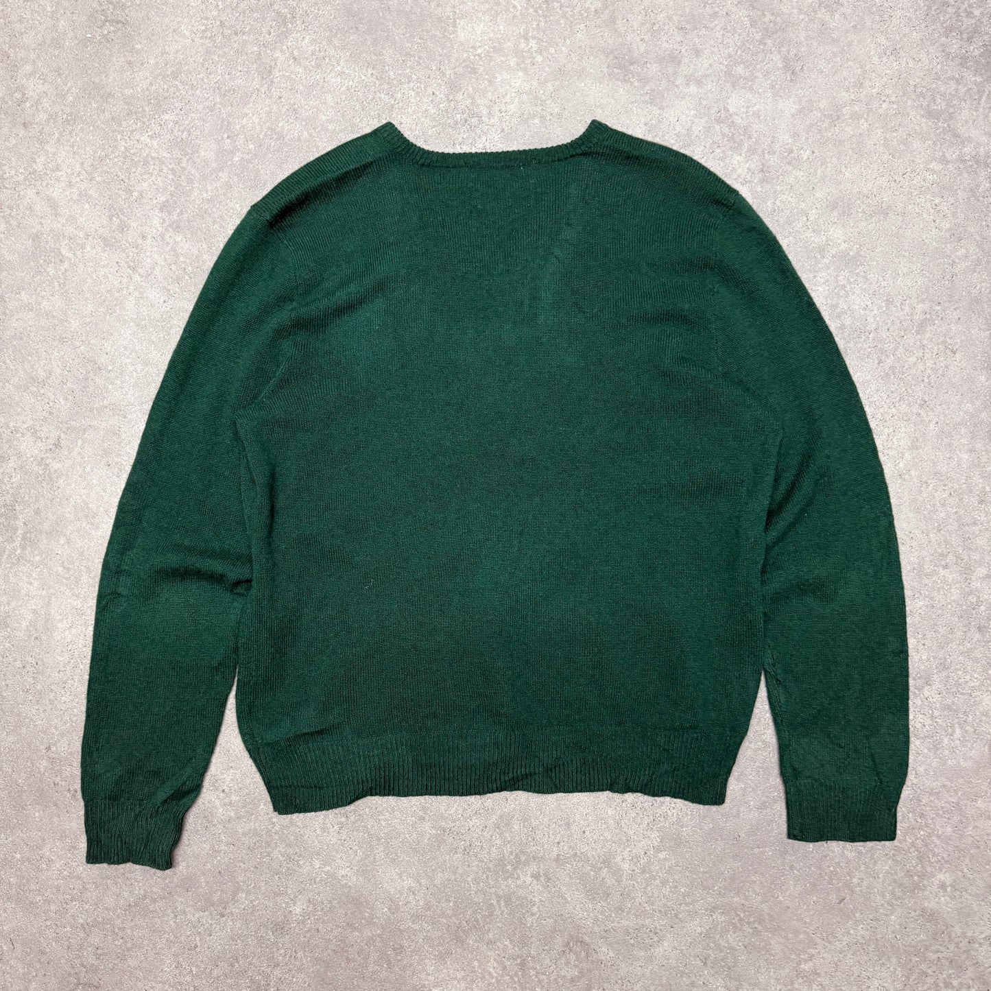 Polo Ralph Lauren Wool Jumper V Neck Size L Green