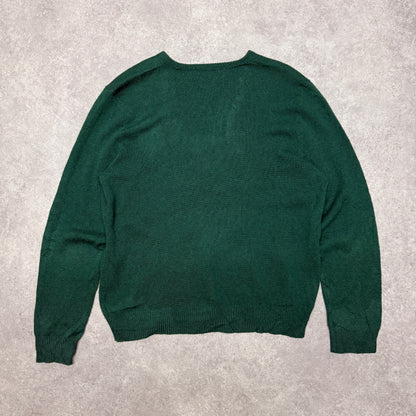 Polo Ralph Lauren Wool Jumper V Neck Size L Green