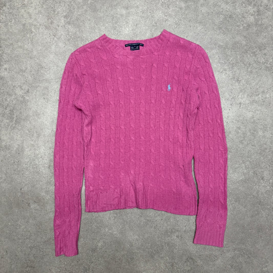 Polo Ralph Lauren Wool Cable Knit Jumper Women Size S Pink