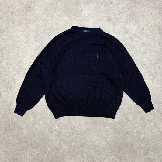 Polo Ralph Lauren Wool Jumper Crew Neck Women Size XL Navy