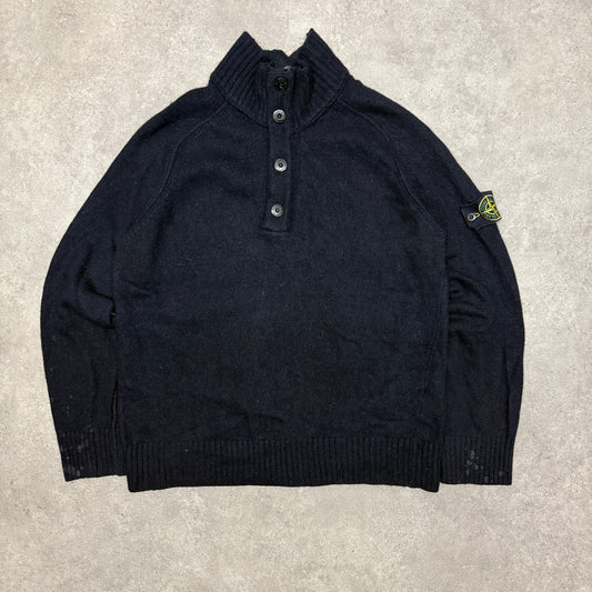 Vintage Quarter Zip&Button Stone Island Jumper Size XL (Fit L)  Navy