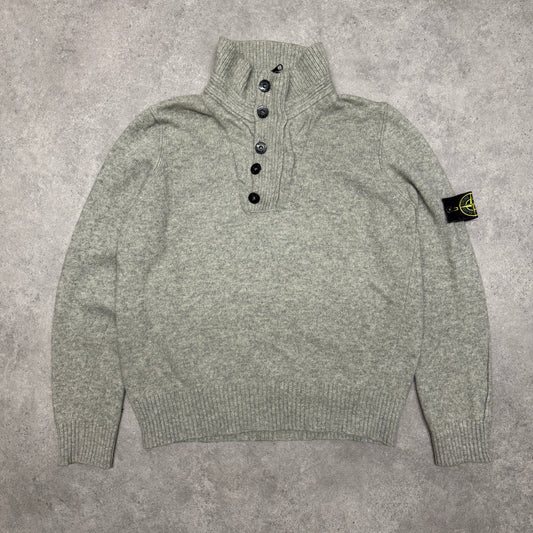 Vintage Quarter Zip&Button Stone Island Jumper Size XL (Fit M)  Grey