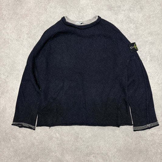 Vintage Stone Island Crew Neck Knitted Jumper Size L FIT M Navy