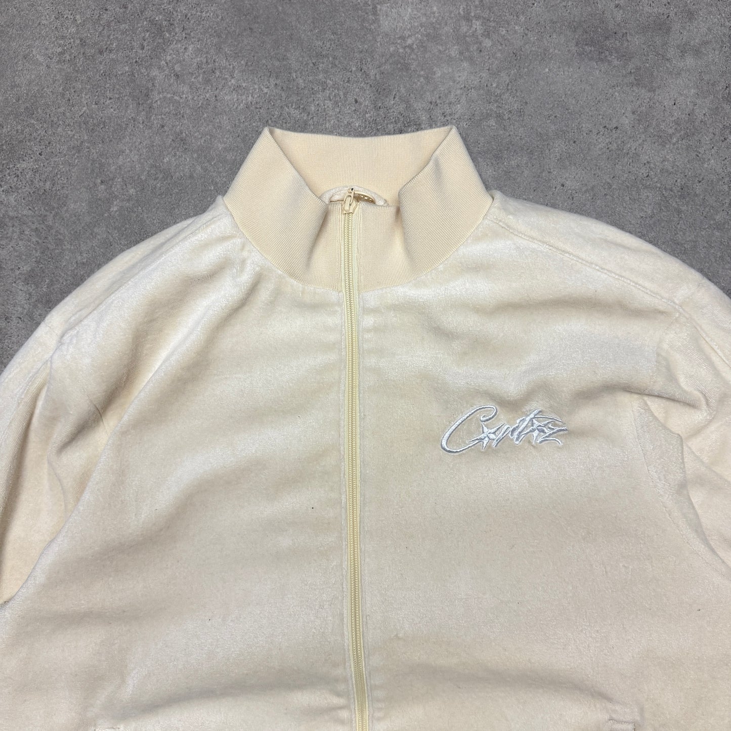 Corteiz Velour Tracksuit Top Size L Beige