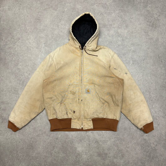 Vintage Carhartt Workwear Hooded Jacket Size M Beige