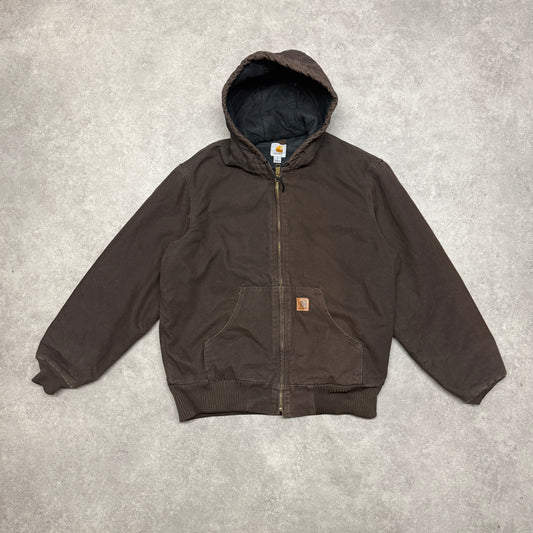 Vintage Carhartt Workwear Hooded Jacket Size M Brown