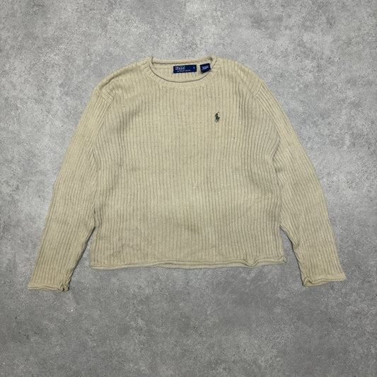 Polo Ralph Lauren Crew Neck Knit Jumper Size M Beige