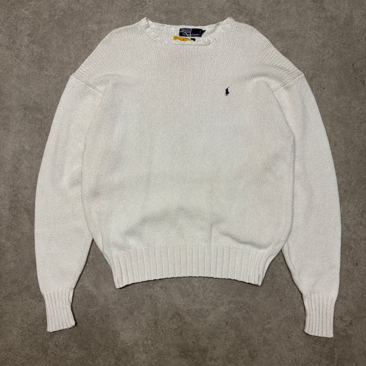 Polo Ralph Lauren Crew Neck Heavy Knit Jumper Size XL White