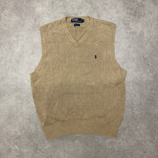 Polo Ralph Lauren V Neck Knit Vest  Size M Brown