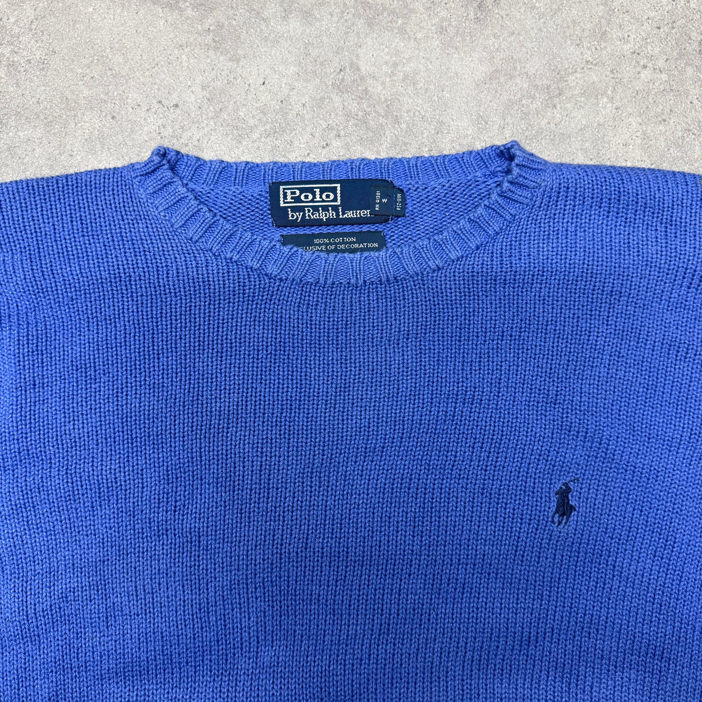 Polo Ralph Lauren Crew Neck Heavy Knit Jumper Size L Blue