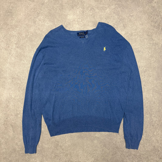 Polo Ralph Lauren V Neck Jumper Size M Blue