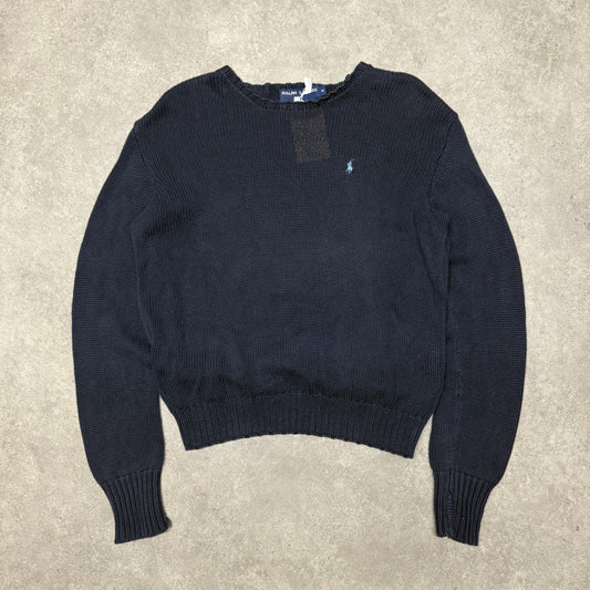 Polo Ralph Lauren Crew Neck Heavy Knit Jumper Size M Navy