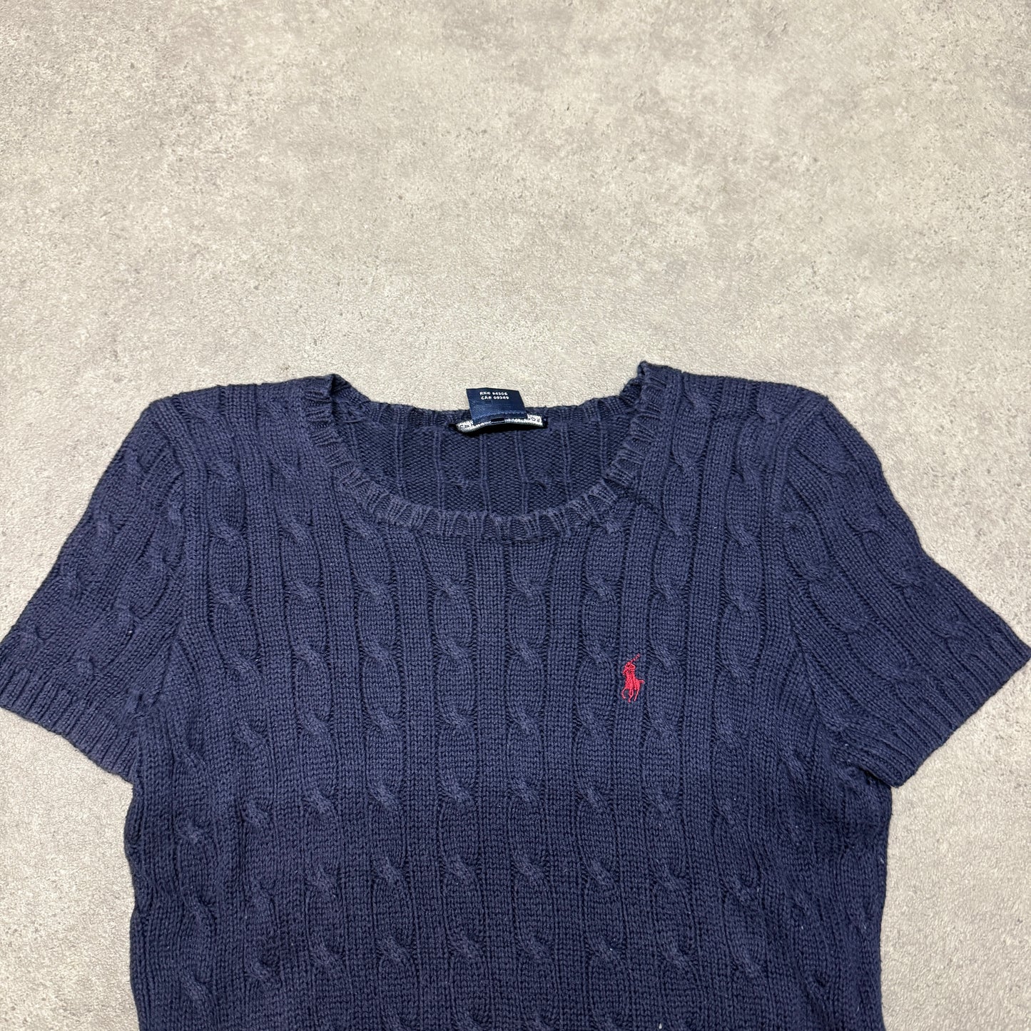 Polo Ralph Lauren Crew Neck Cable Knit Jumper Shirt Women Size S Navy