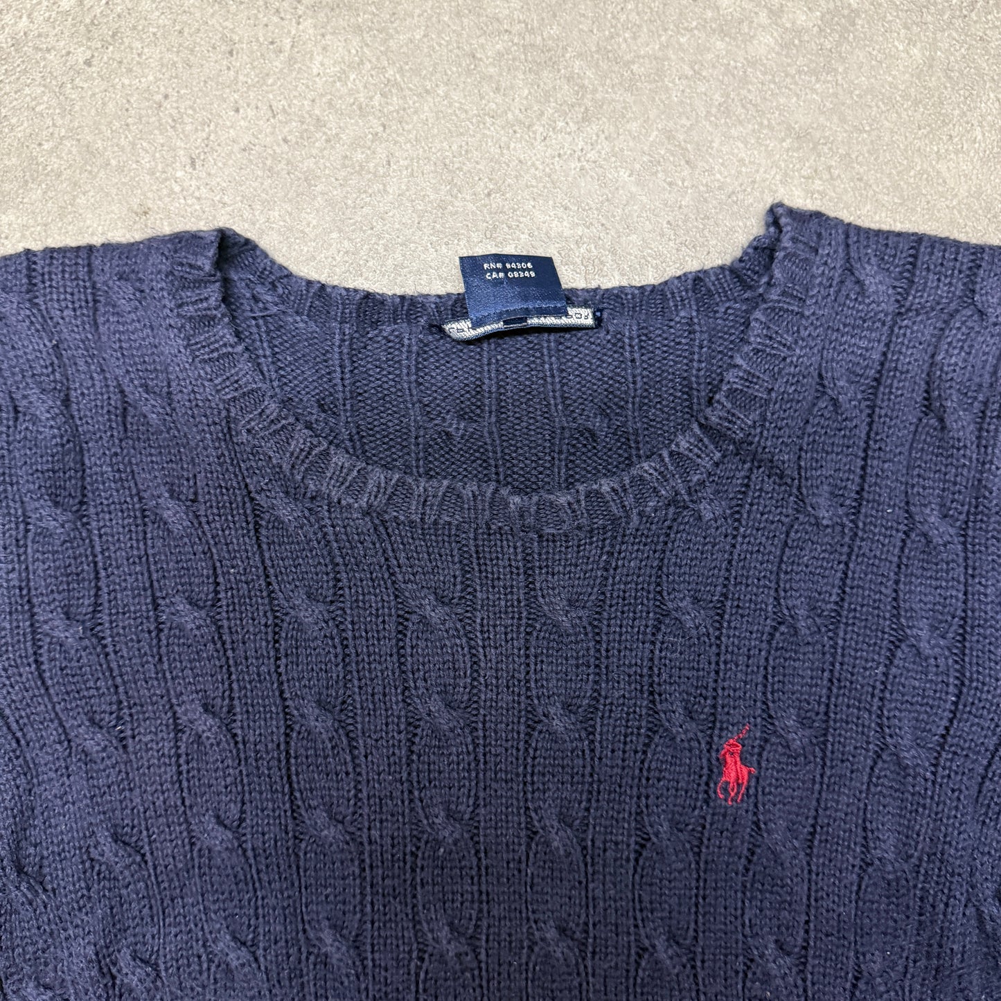 Polo Ralph Lauren Crew Neck Cable Knit Jumper Shirt Women Size S Navy