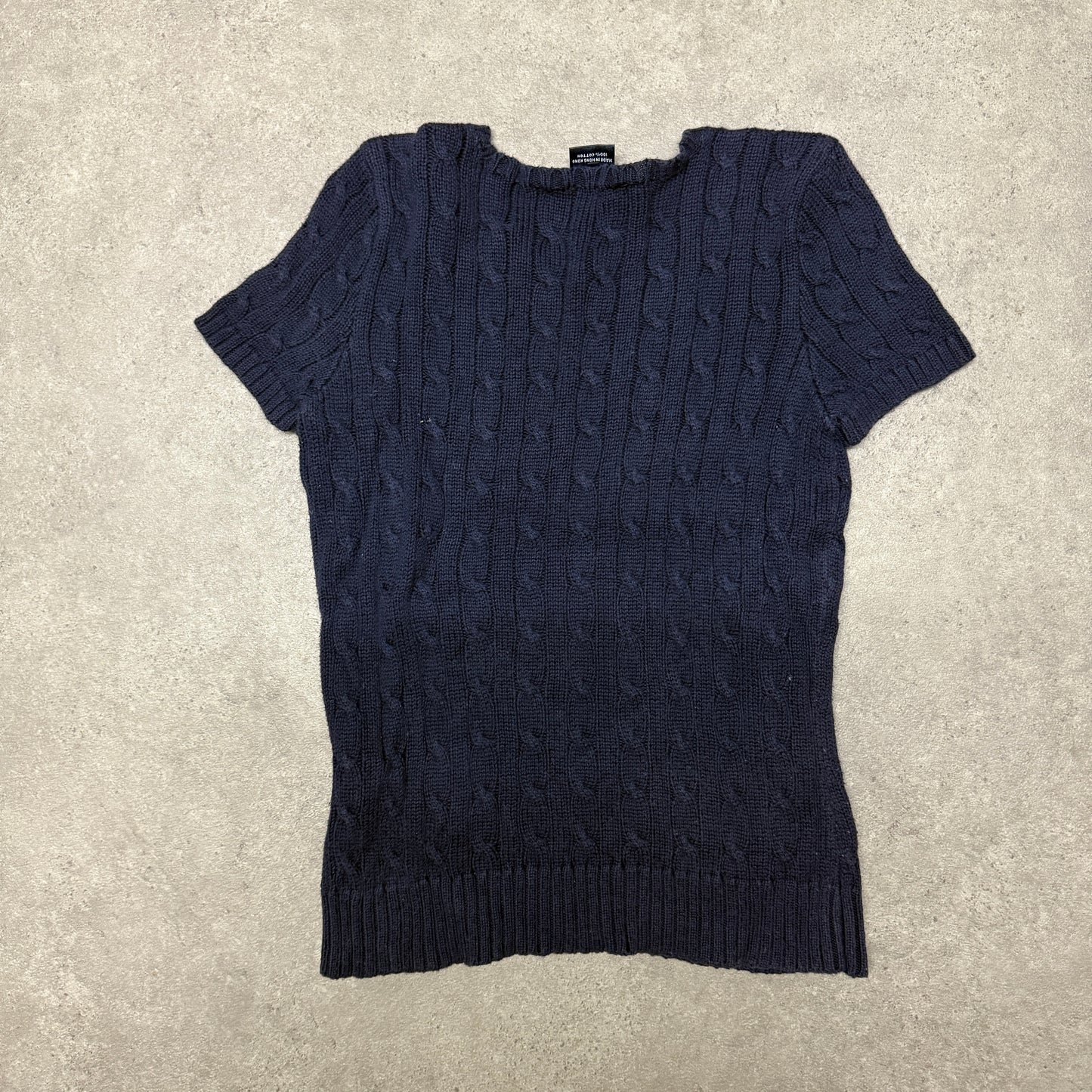 Polo Ralph Lauren Crew Neck Cable Knit Jumper Shirt Women Size S Navy