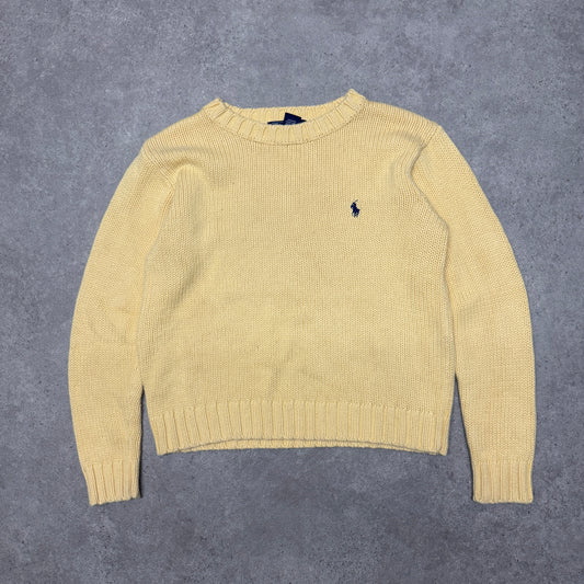 Polo Ralph Lauren Crew Neck Heavy Knit Jumper Women Size S Yellow