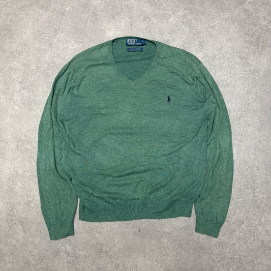 Polo Ralph Lauren V Neck Jumper  Size M Green