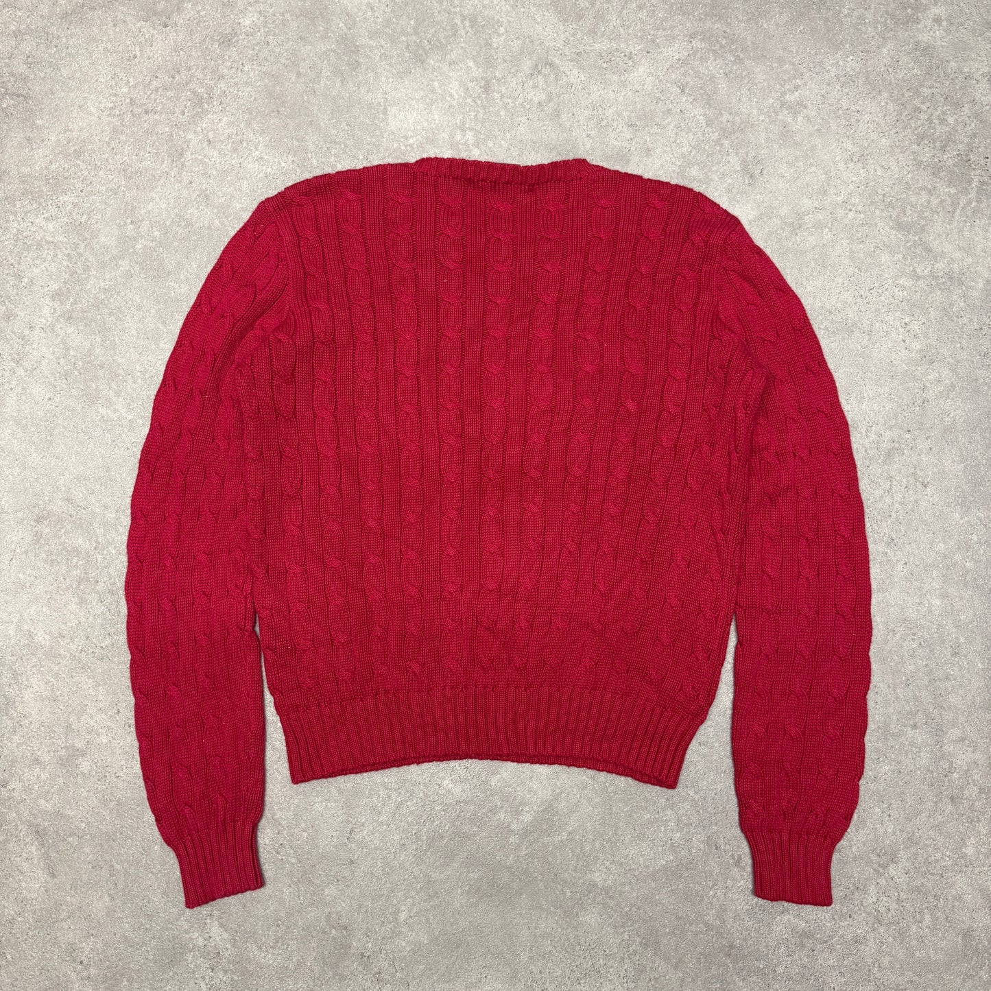 Polo Ralph Lauren Crew Neck Cable Knit Jumper Women Size L Red