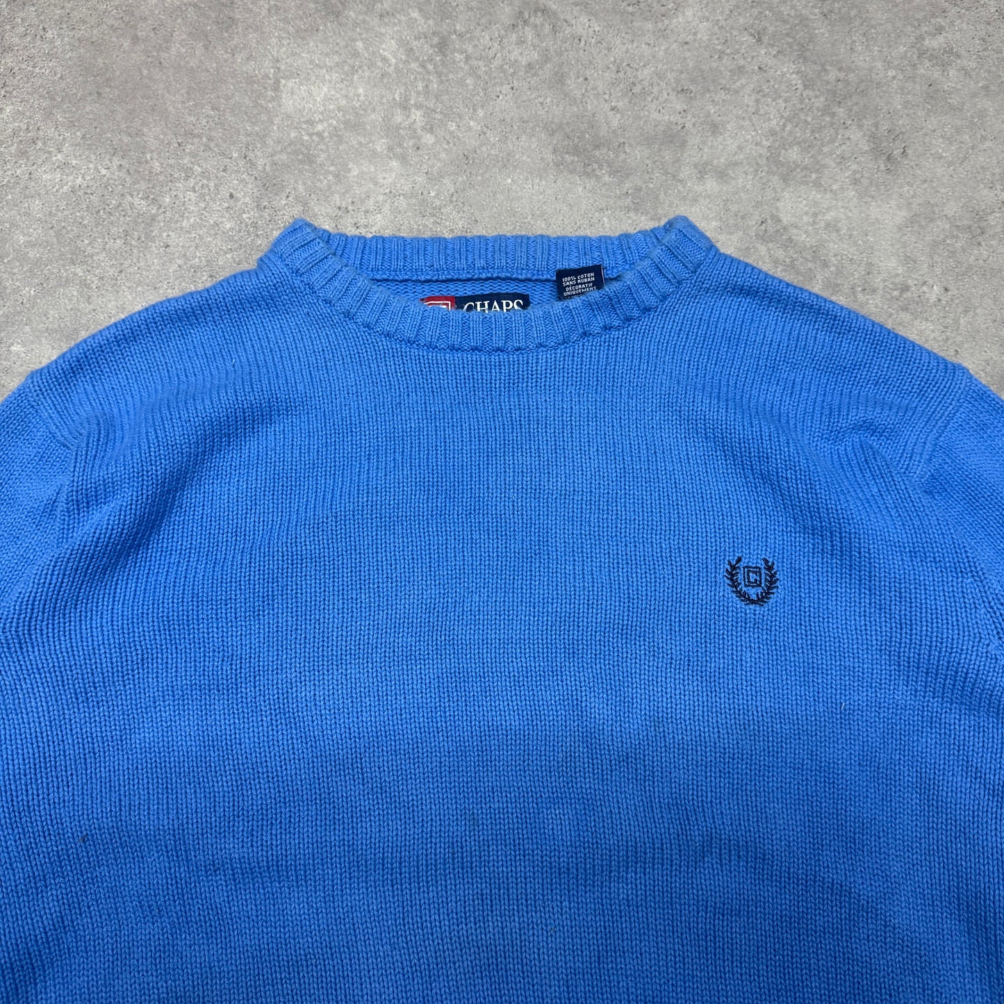 Chaps Crew Neck Knit Jumper Size M Blue