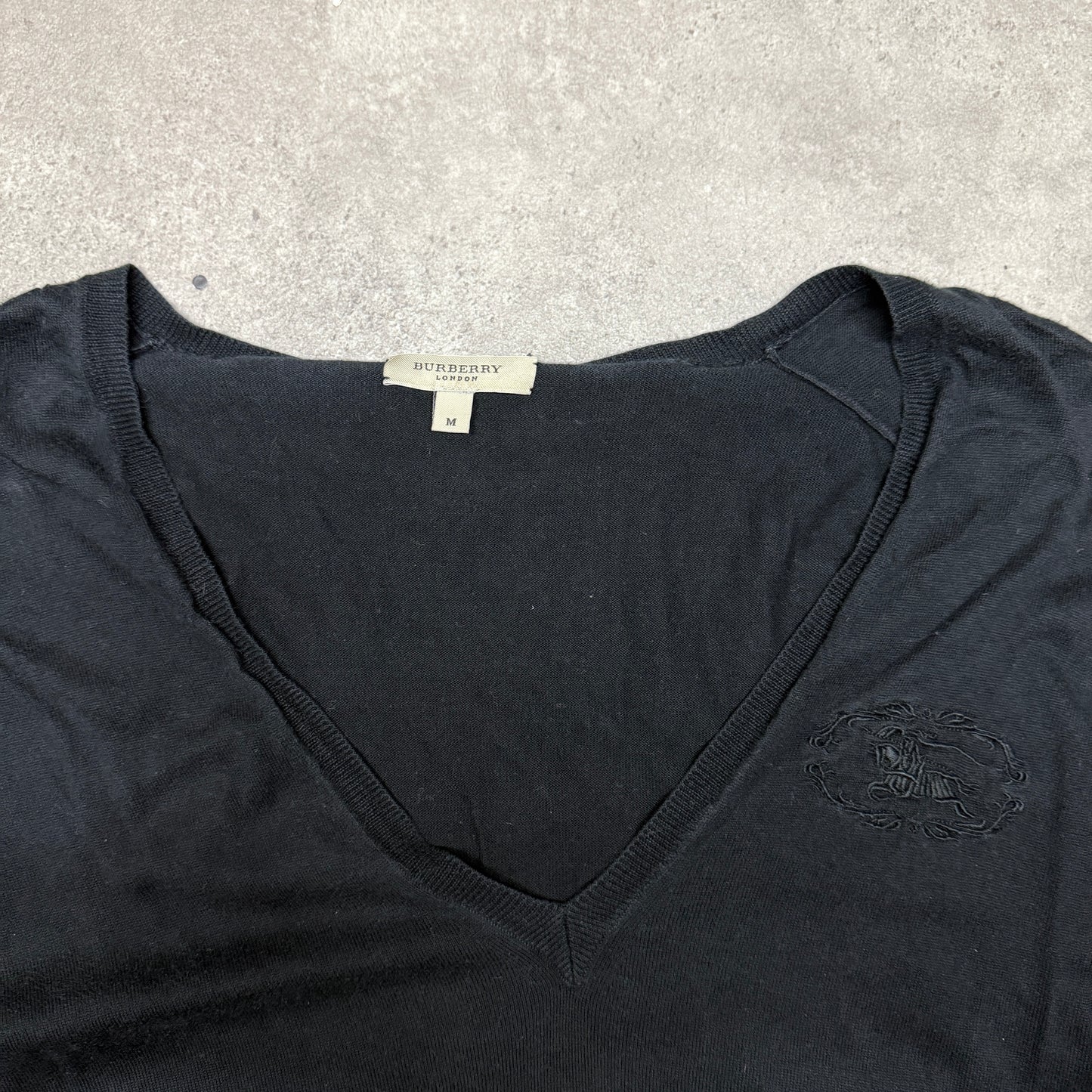 Burberry V Neck  Jumper Women Size L Black